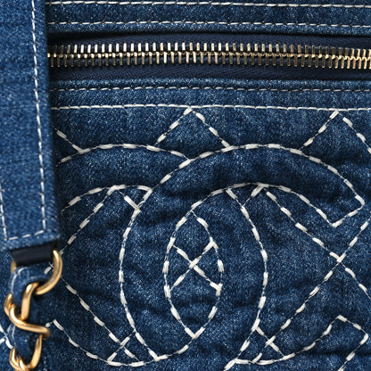 Chanel Denim Quilted Denim Trip Vanity Cosmetic Case Blue 7 of 9