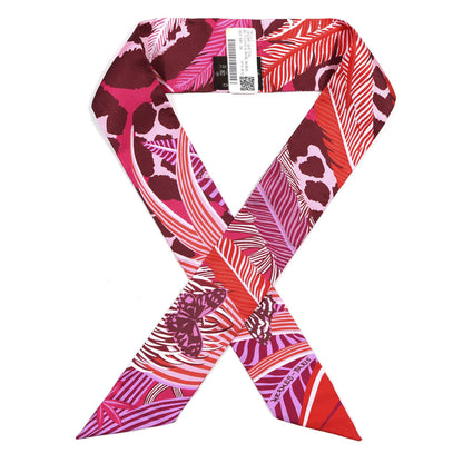 Hermes Silk Jaguar Quetzal Twilly Fuchsia Rose Bordeaux 1 of 3
