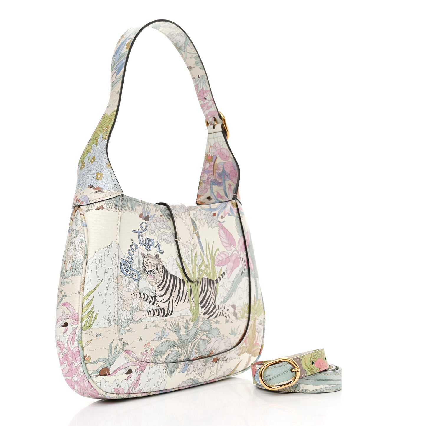 New Shangai Calfskin Tiger Savanah Small Jackie 1961 Hobo Chalky White Multicolor