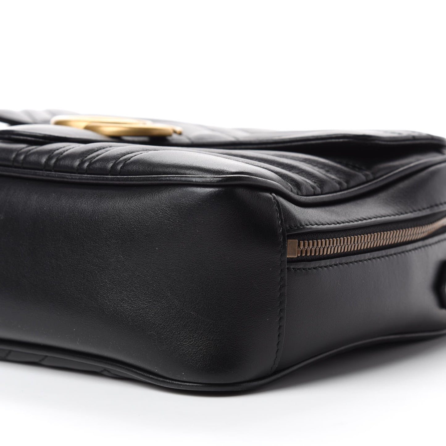 Calfskin Matelasse Sylvie Web Small GG Marmont Top Handle Shoulder Bag Black