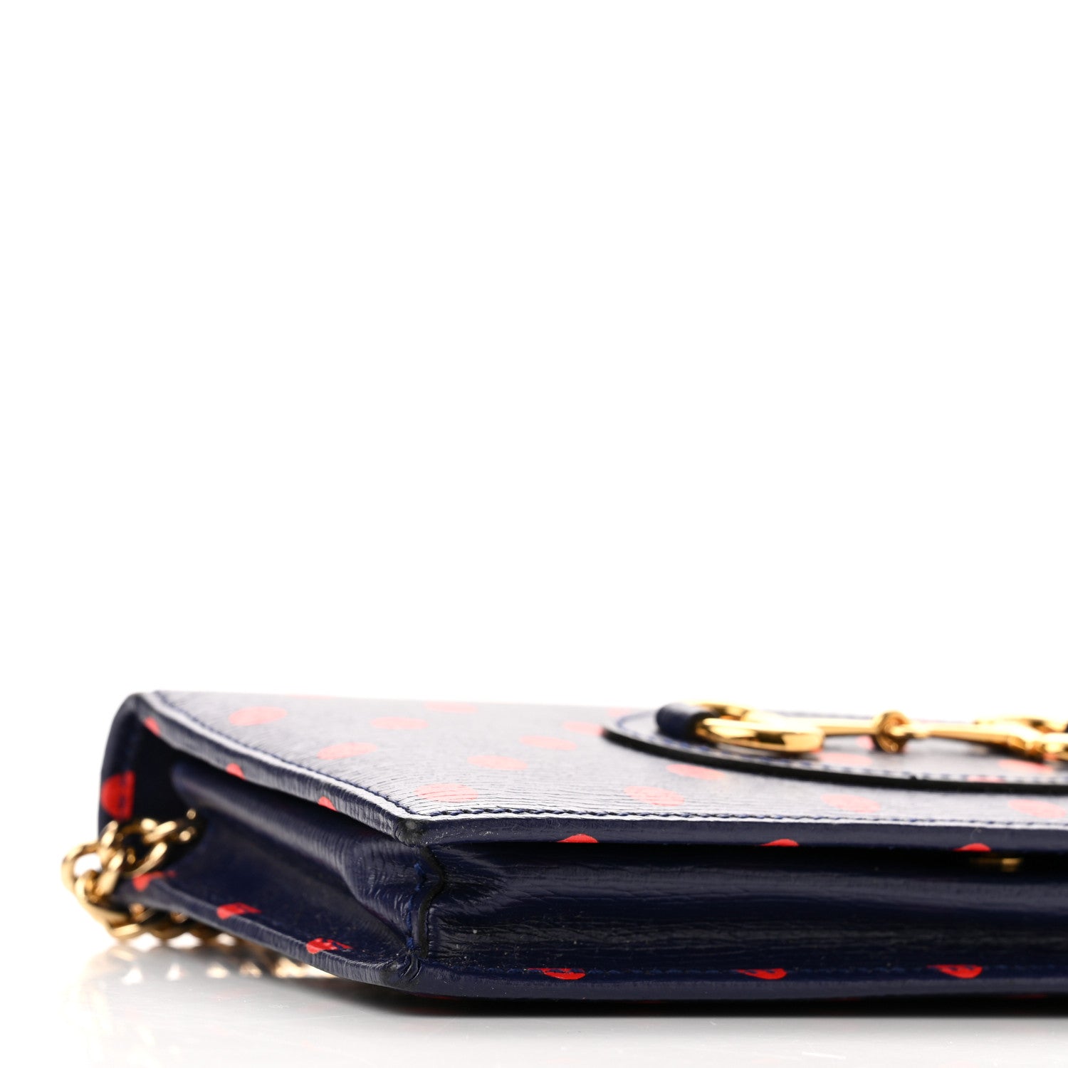 Gucci Shangai Calfskin Polka Dot Horsebit 1955 Wallet On Chain Blue Orange Sailor Blue 9 of 10