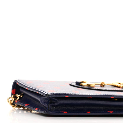 Gucci Shangai Calfskin Polka Dot Horsebit 1955 Wallet On Chain Blue Orange Sailor Blue 9 of 10