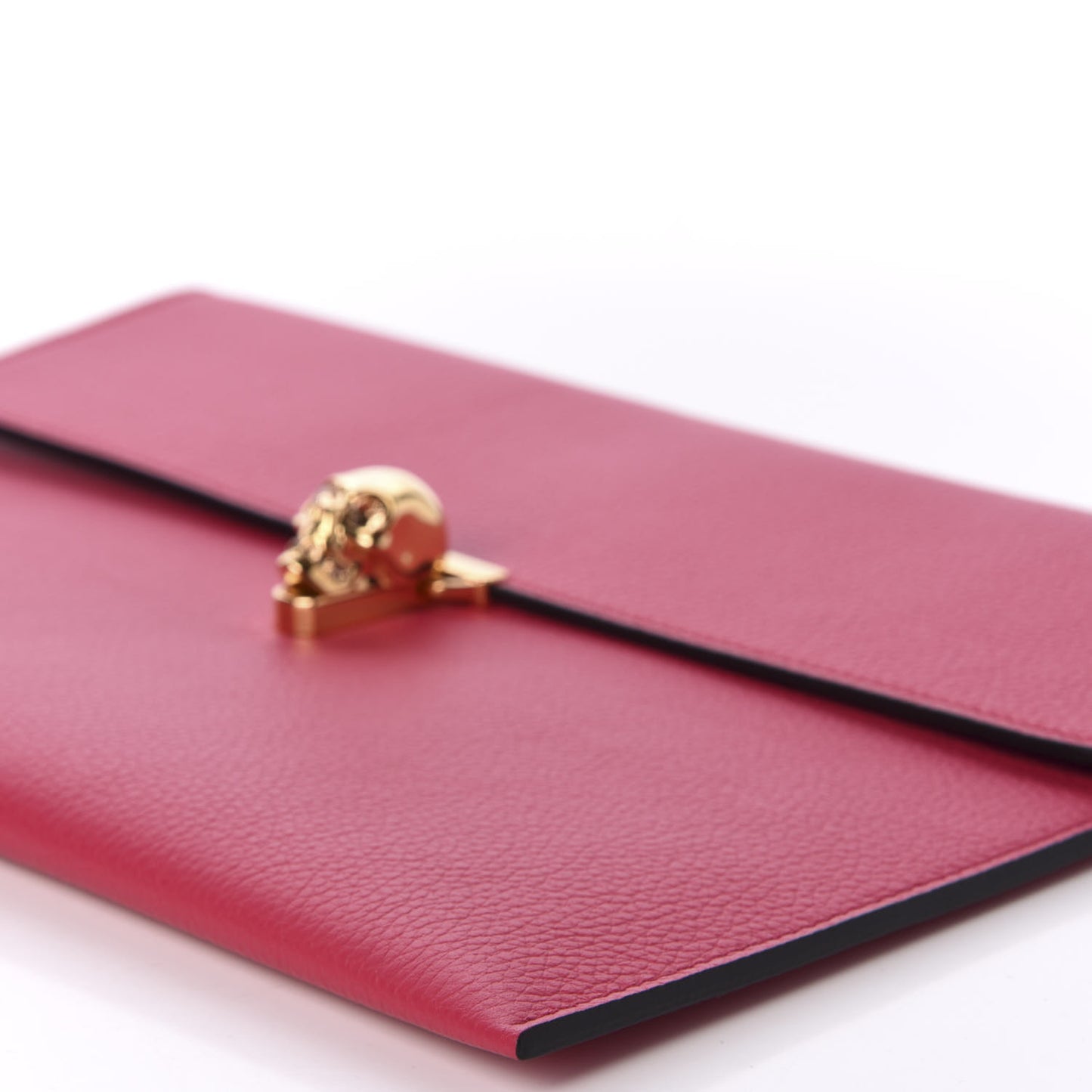 Calfskin Skull Envelope Clutch Fuchsia