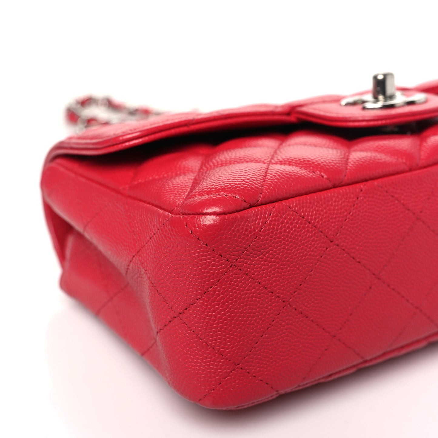 Caviar Quilted Mini Rectangular Flap Red