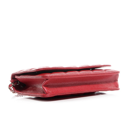 Chanel Caviar Quilted Wallet On Chain WOC Dark Pink 4 of 9