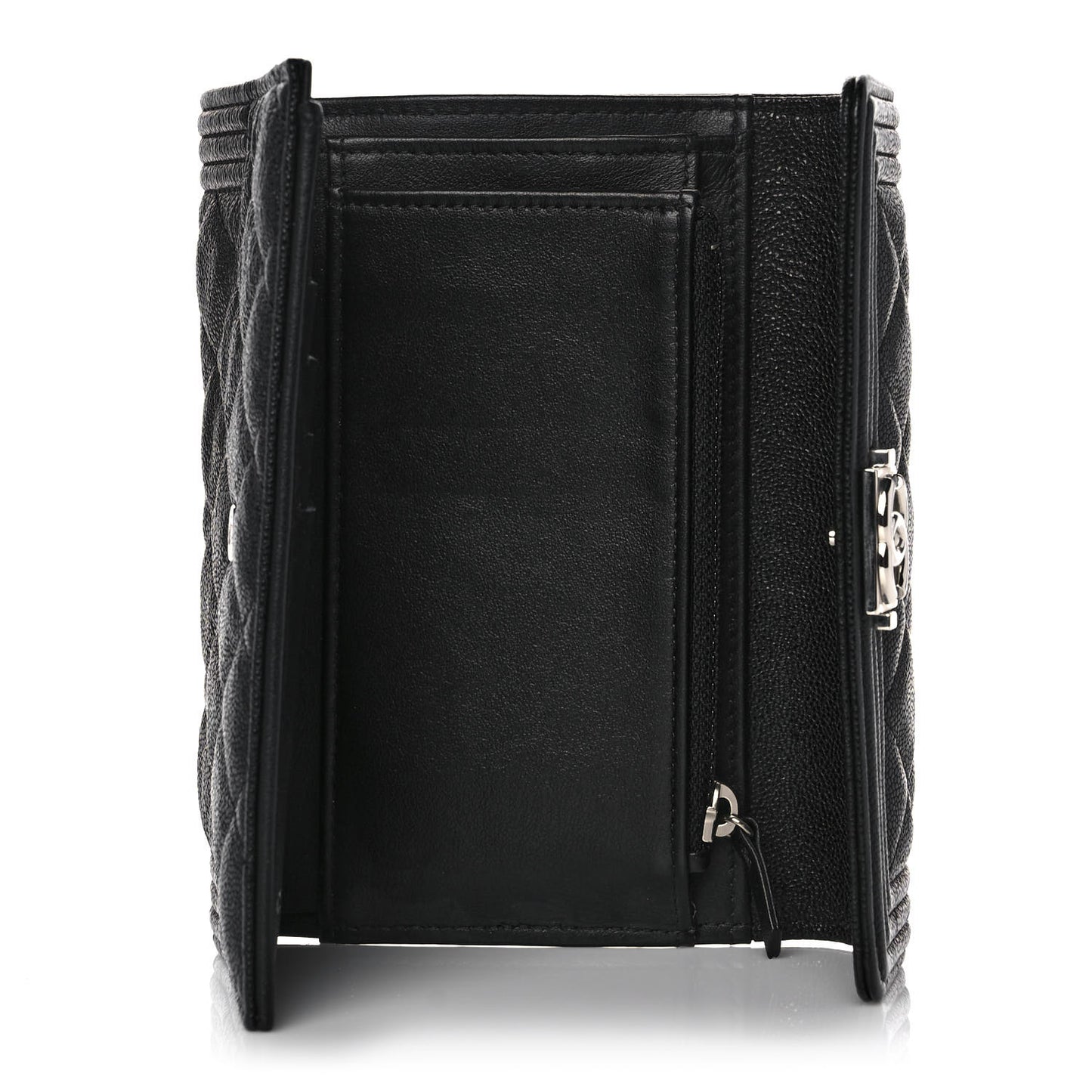 Caviar Quilted Medium Boy Flap Wallet Black