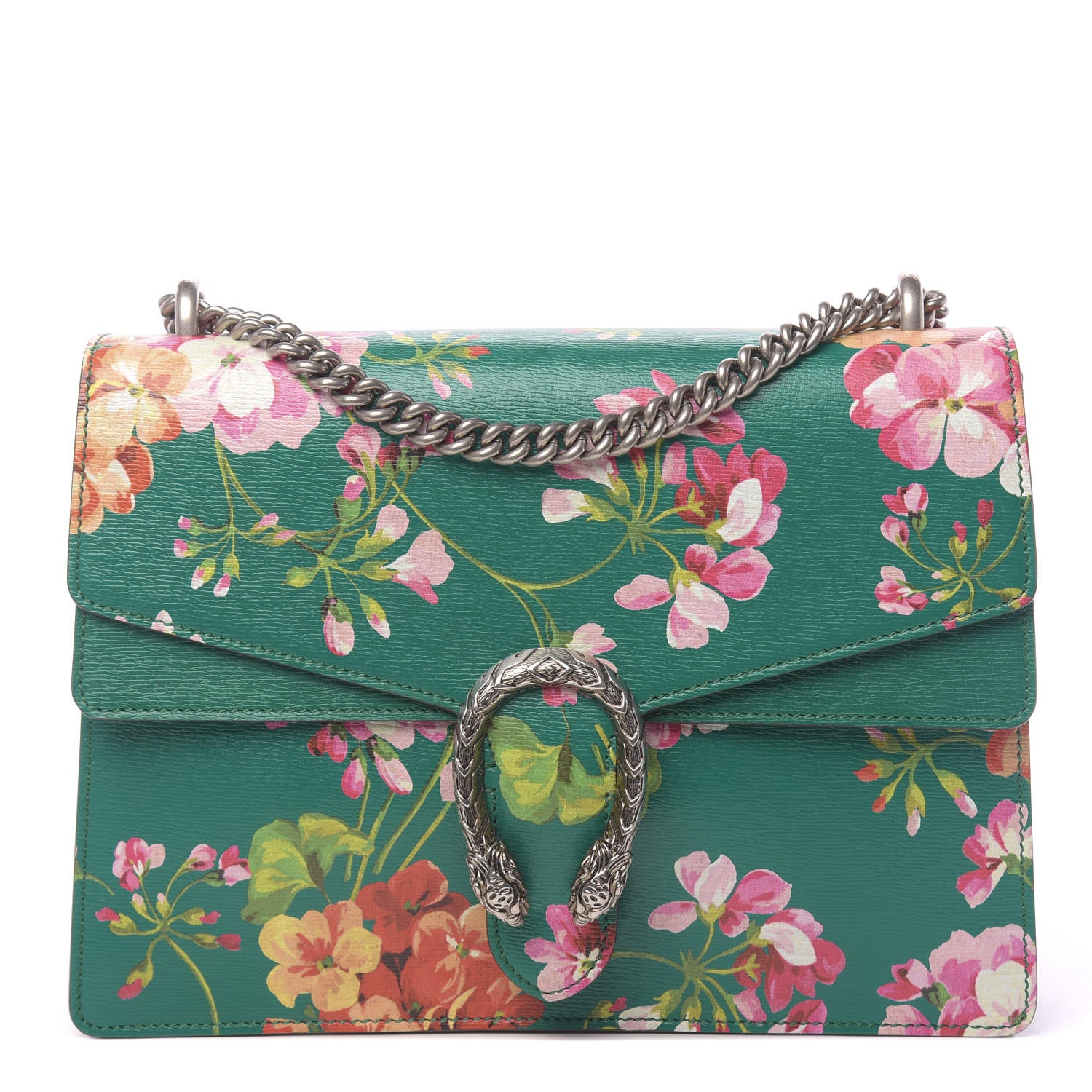 Gucci Calfskin Blooms Print Medium Dionysus Shoulder Bag Bright Emerald Multicolor 1 of 10