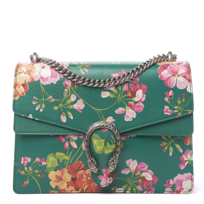 Gucci Calfskin Blooms Print Medium Dionysus Shoulder Bag Bright Emerald Multicolor 1 of 10