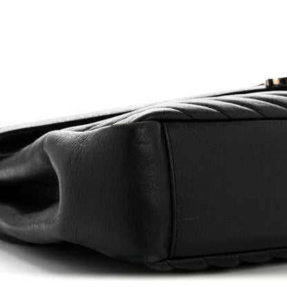 Saint Laurent Sheepskin Matelasse Chevron Monogram Large College Satchel Black 9 of 14