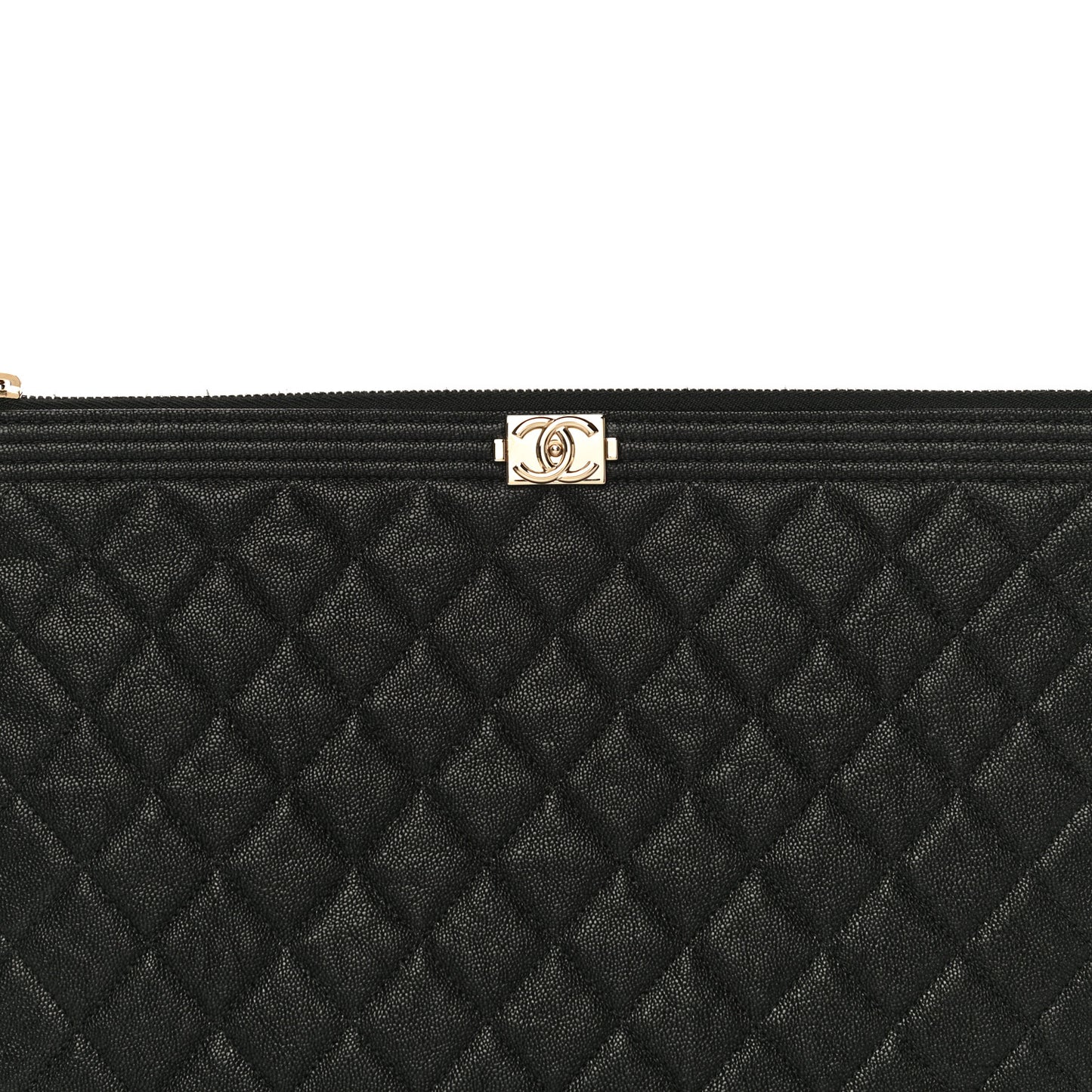 Caviar Quilted Medium Boy Cosmetic Case Black