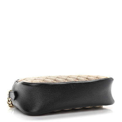 Gucci Monogram Matelasse Diagonal Small GG Marmont Chain Shoulder Bag Beige Black 4 of 11