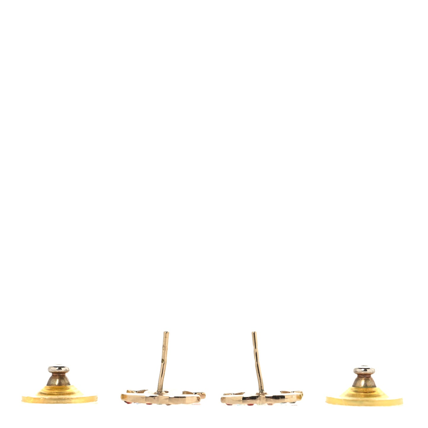 Metal Crystal CC Earrings Gold Multicolor