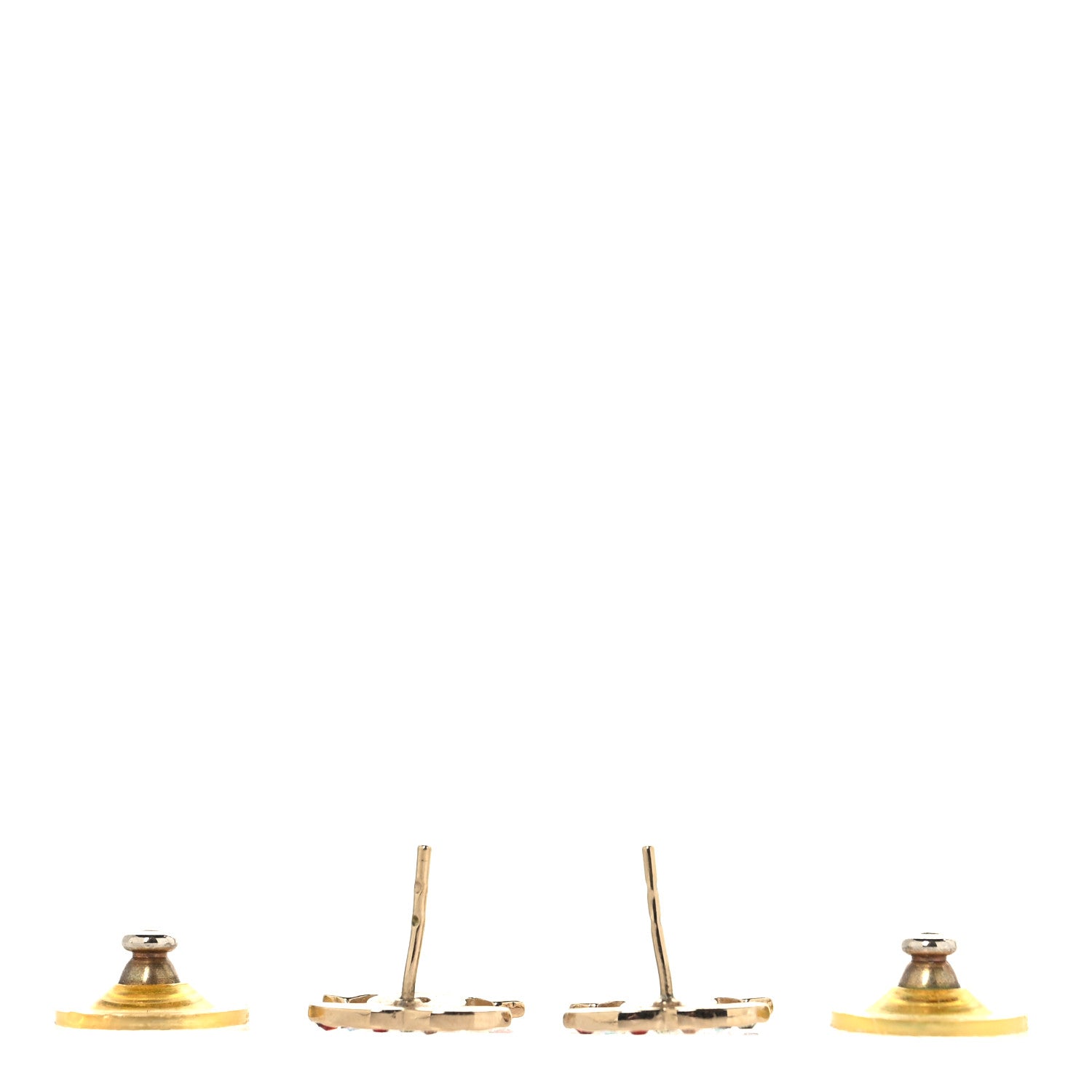 Chanel Metal Crystal CC Earrings Gold Multicolor 3 of 5