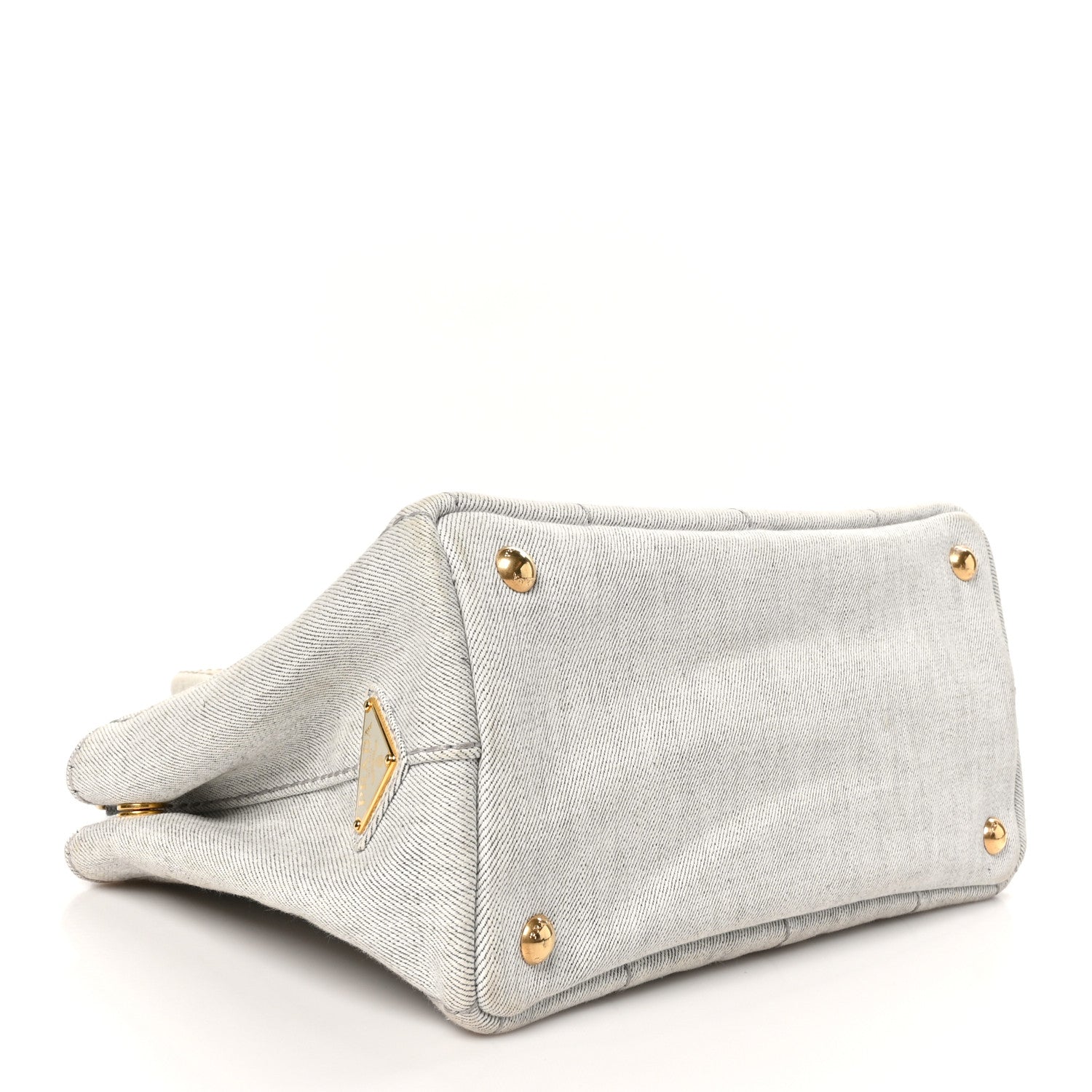 Prada Denim Small Logo Tote Bianco 4 of 9