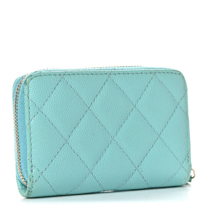 Chanel Caviar Quilted Zip Coin Purse Light Blue 3 of 19