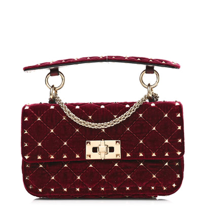 Valentino Garavani Velvet Small Rockstud Spike Shoulder Bag Rubino 1 of 12