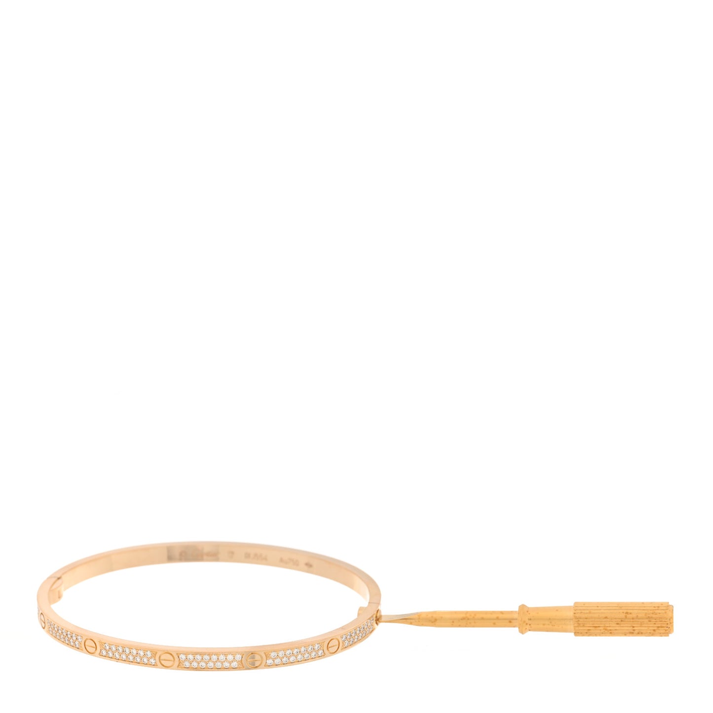 18K Yellow Gold Diamond Small LOVE Paved Bracelet 17