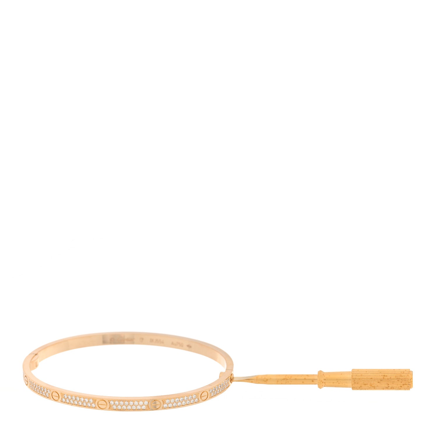 Cartier 18K Yellow Gold Diamond Small LOVE Paved Bracelet 17 3 of 7