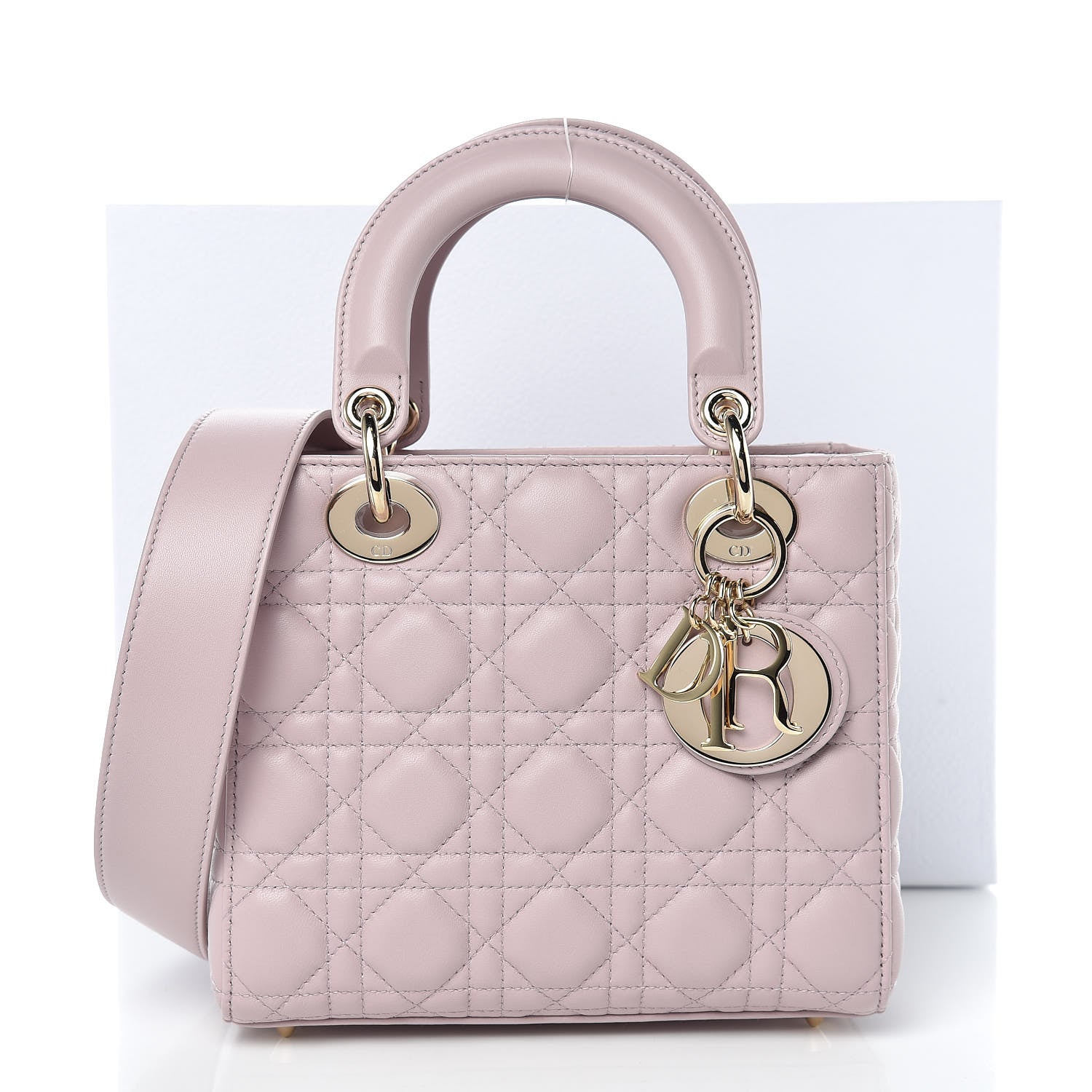 Christian Dior Lambskin Cannage Small Lady Dior Pink 10 of 10