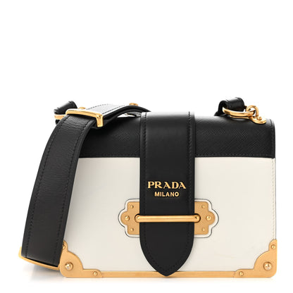 Prada City Calf Saffiano Cahier Bag Talco Black 1 of 9