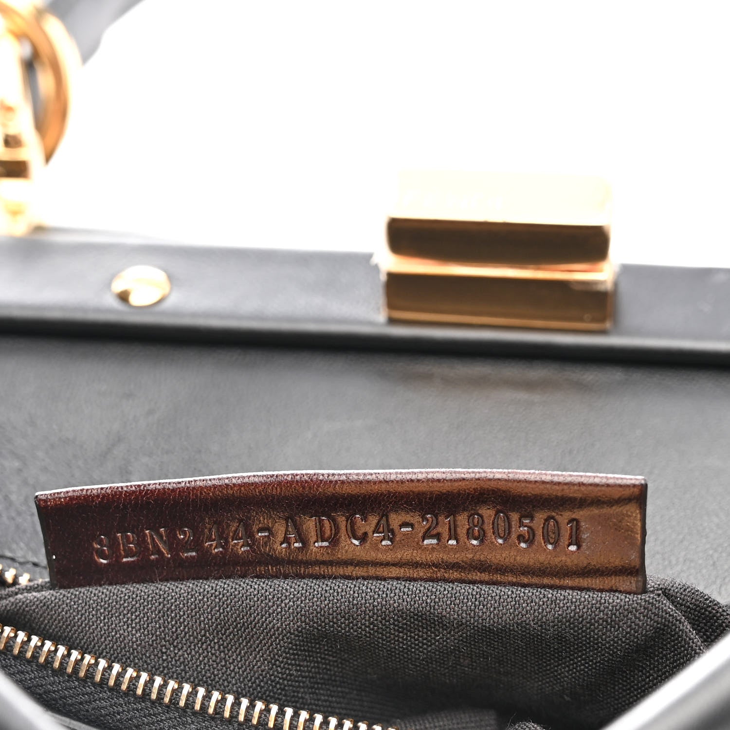 Fendi Shearling Nappa Macro FF 1974 Mini Peekaboo Iconic Satchel Tobacco Black 8 of 15