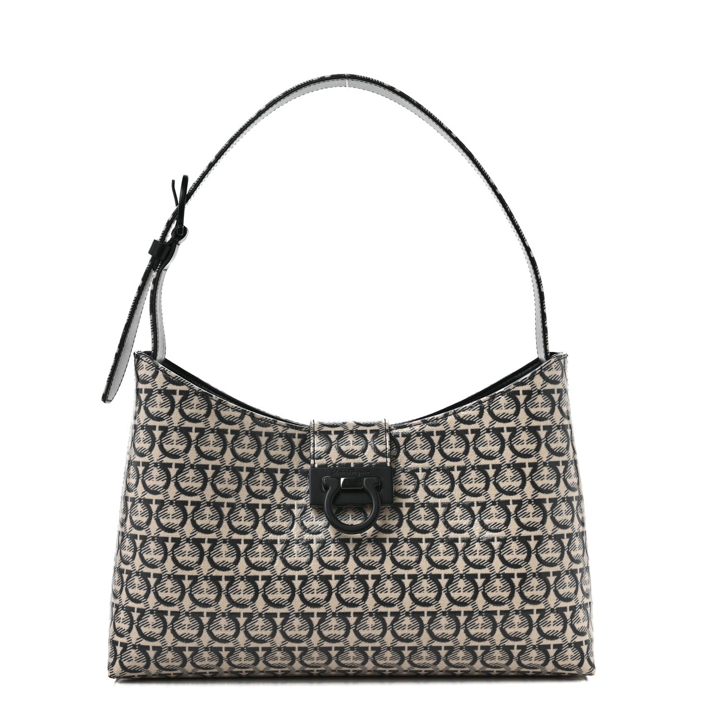 Jacquard Trifolio Shoulder Bag Beige Black