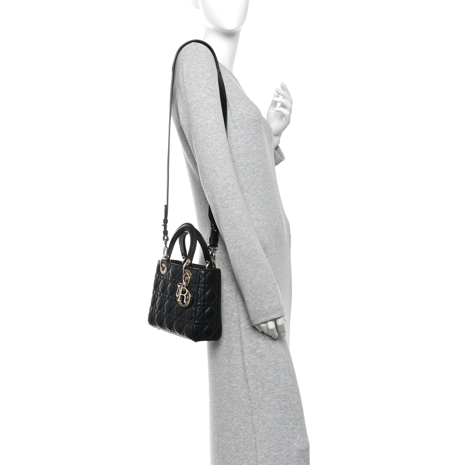Christian Dior Lambskin Cannage Small Lucky Badges My Lady Dior Black 2 of 9