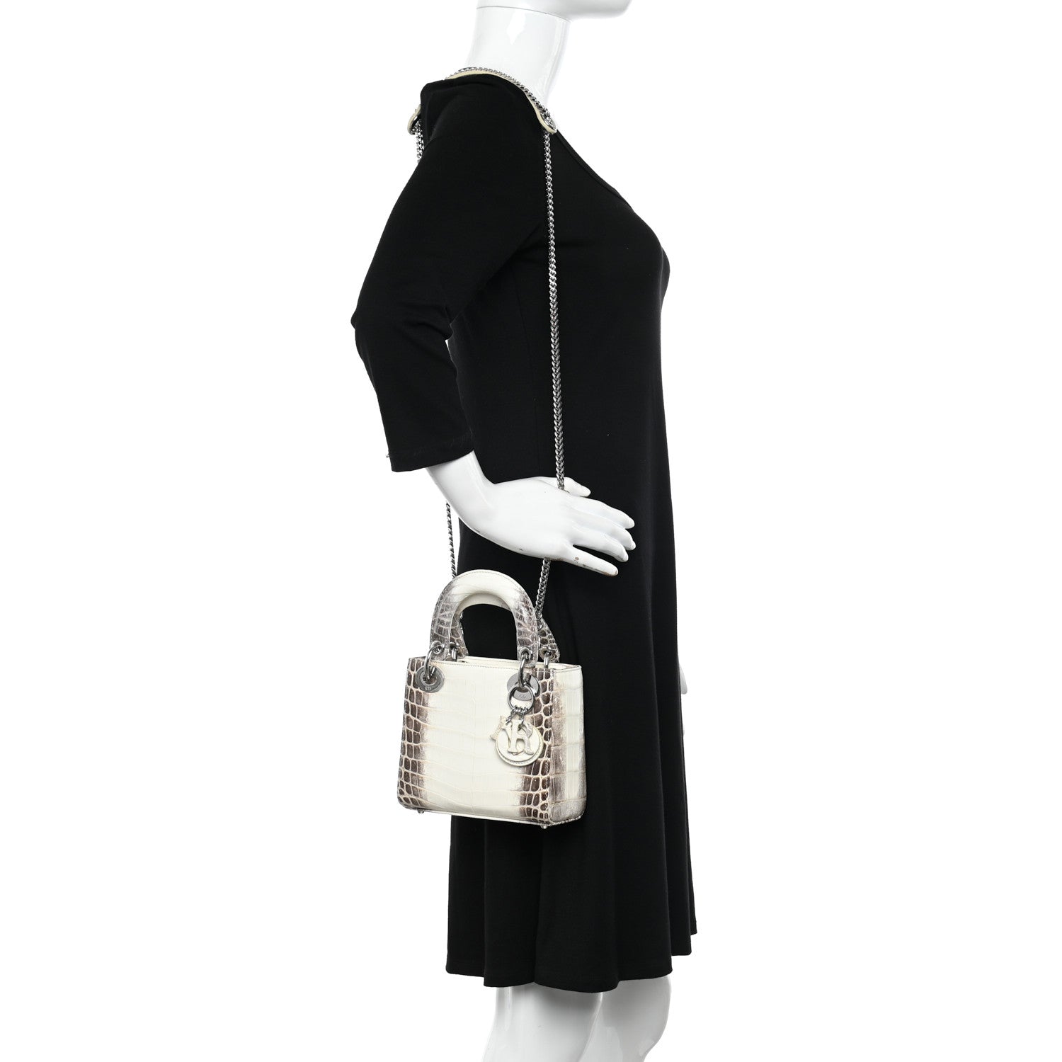 Christian Dior Niloticus Crocodile Himalaya Mini Lady Dior White