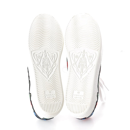 Gucci Calfskin Web Floral Embroidered Ace Sneakers 38 White 5 of 8
