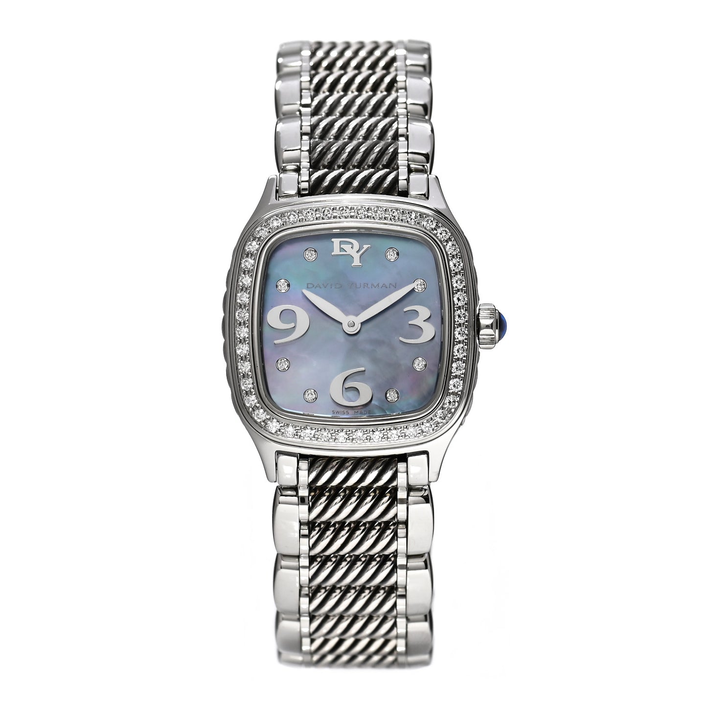 Stainless Steel Diamond Bezel Blue Mother of Pearl 25mm Thoroughbred Quartz Watch