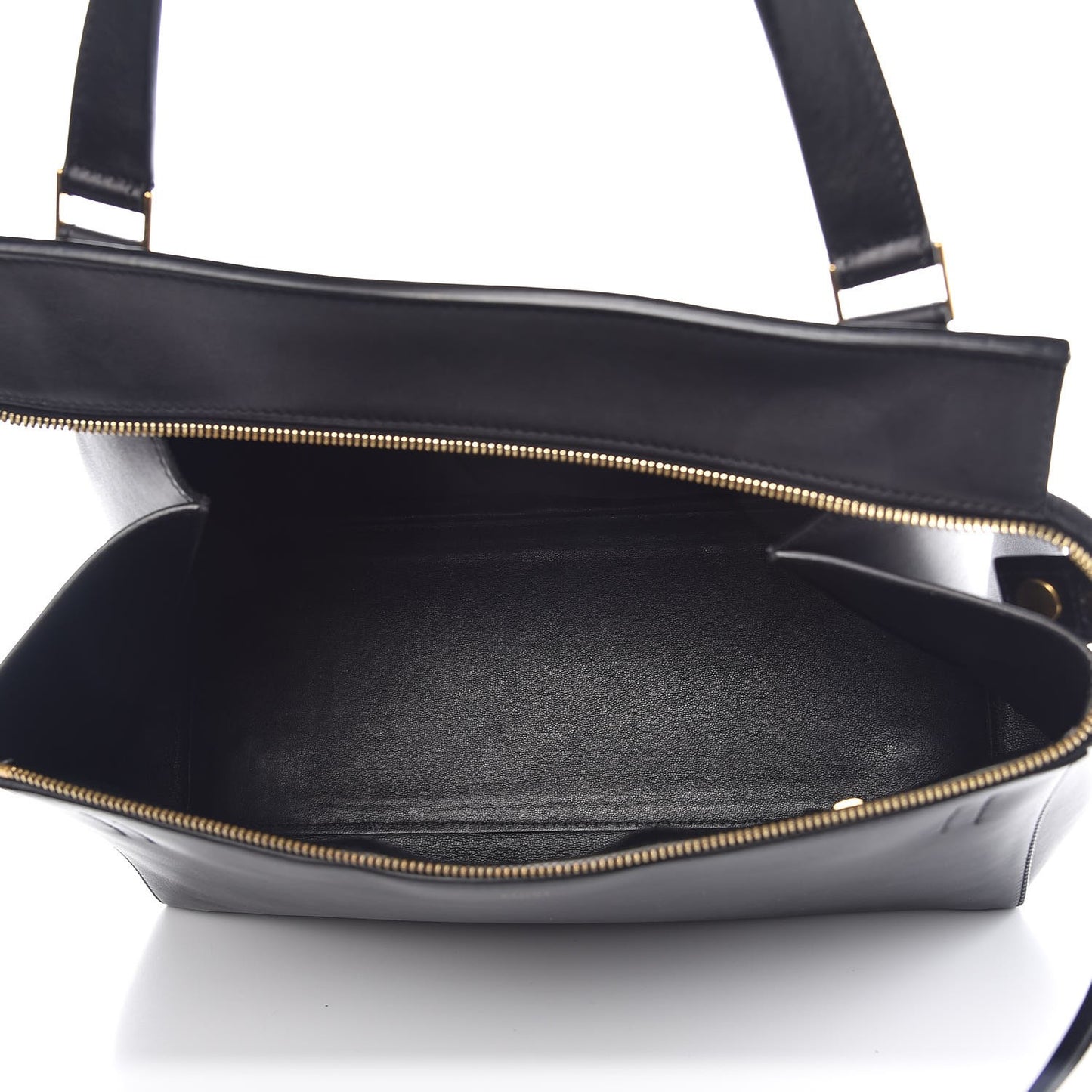 Smooth Calfskin Medium Bi-Color Edge Shoulder Bag Black Navy