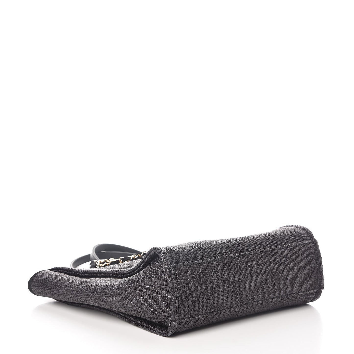 Woven Straw Raffia Mini Deauville Tote Black