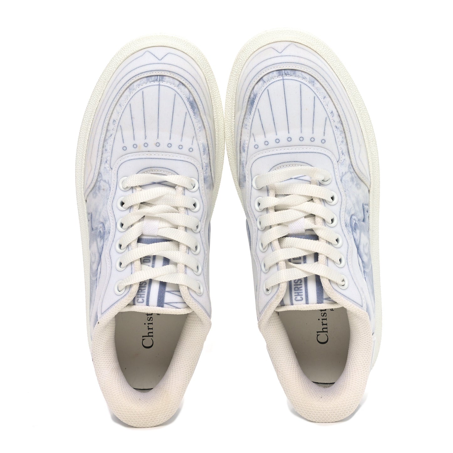 Technical Fabric Dior Addict Toile De Jouy Low Top Sneakers 37 White Blue