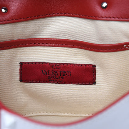 Valentino Garavani Vitello Colorblock Medium Free Rockstud Flip Lock Crossbody Bag Rosso Valentino Optic White 6 of 9