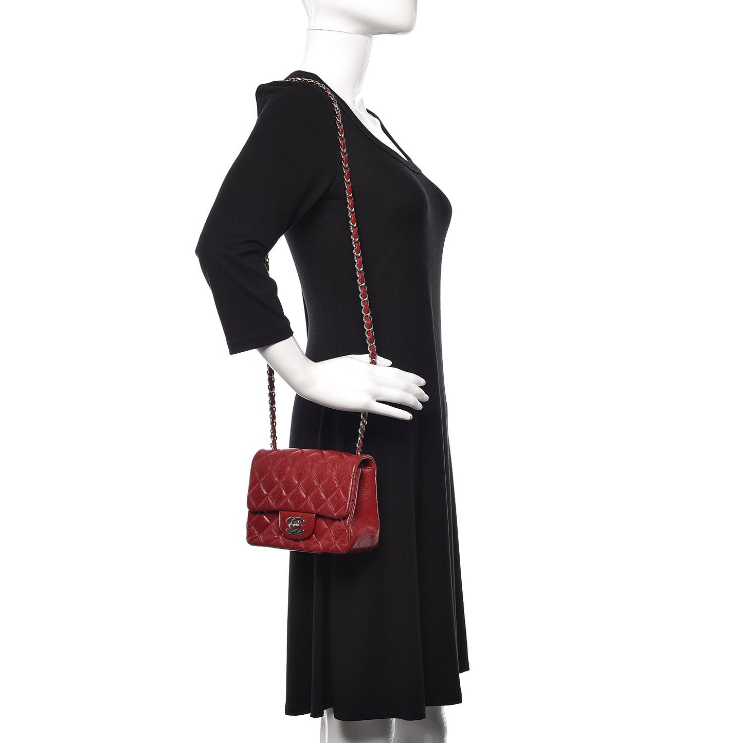 Caviar Quilted Mini Square Flap Red