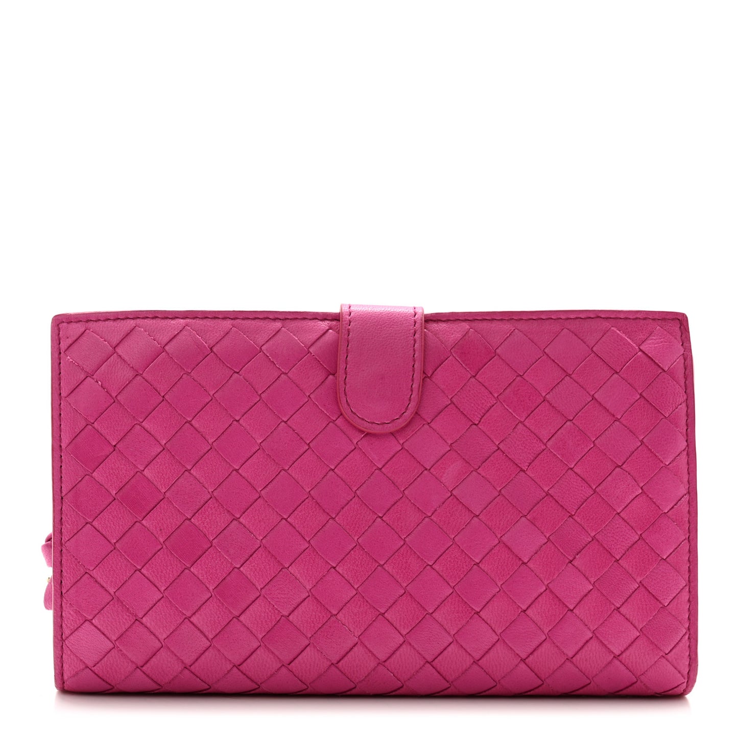 Nappa Intrecciato Continental Snap Wallet Fuchsia