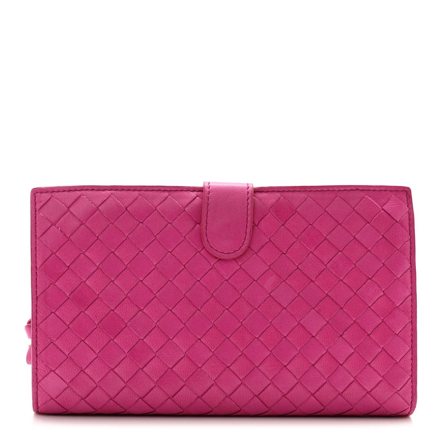 Bottega Veneta Nappa Intrecciato Continental Snap Wallet Fuchsia 1 of 9