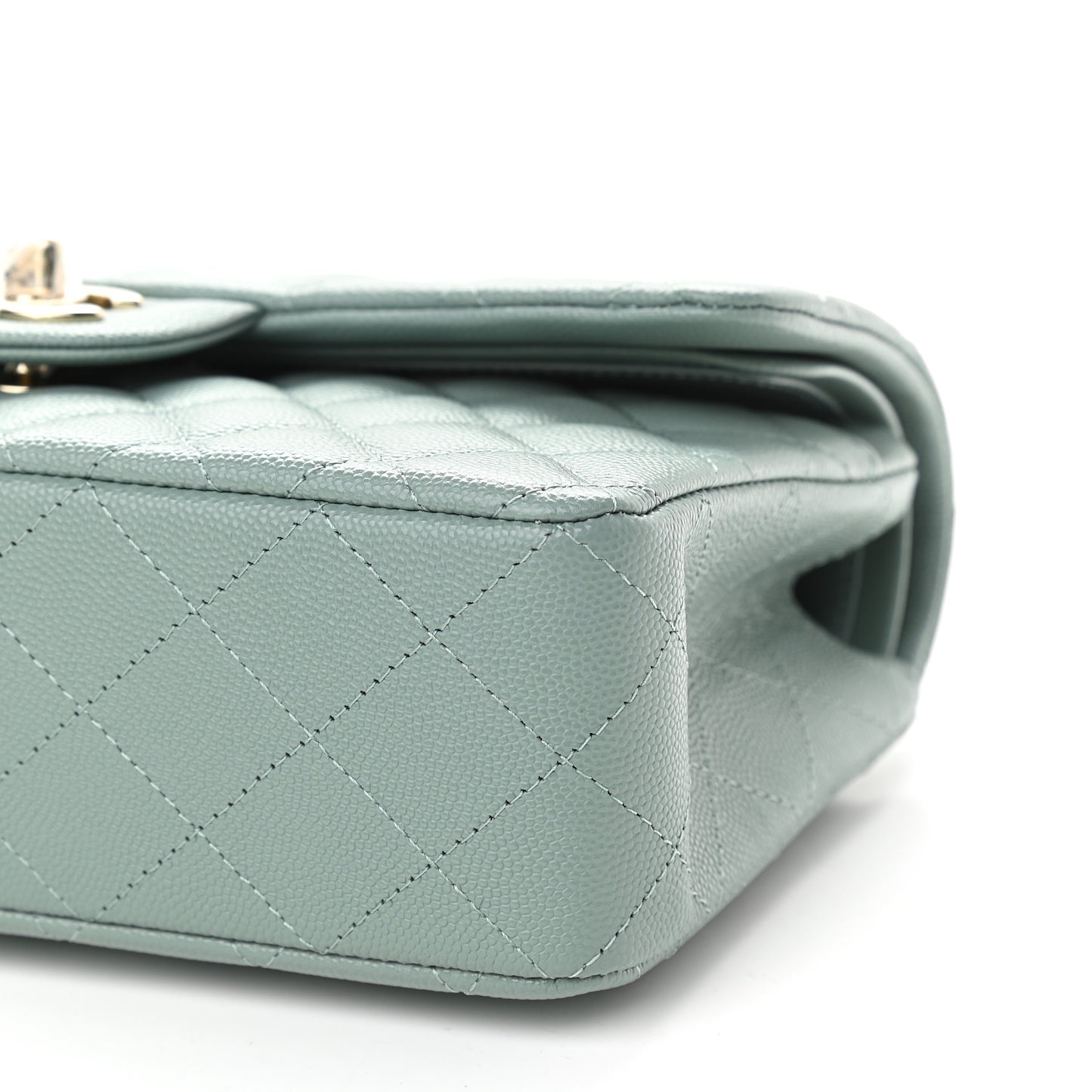 Caviar Quilted Small Double Flap Light Blue