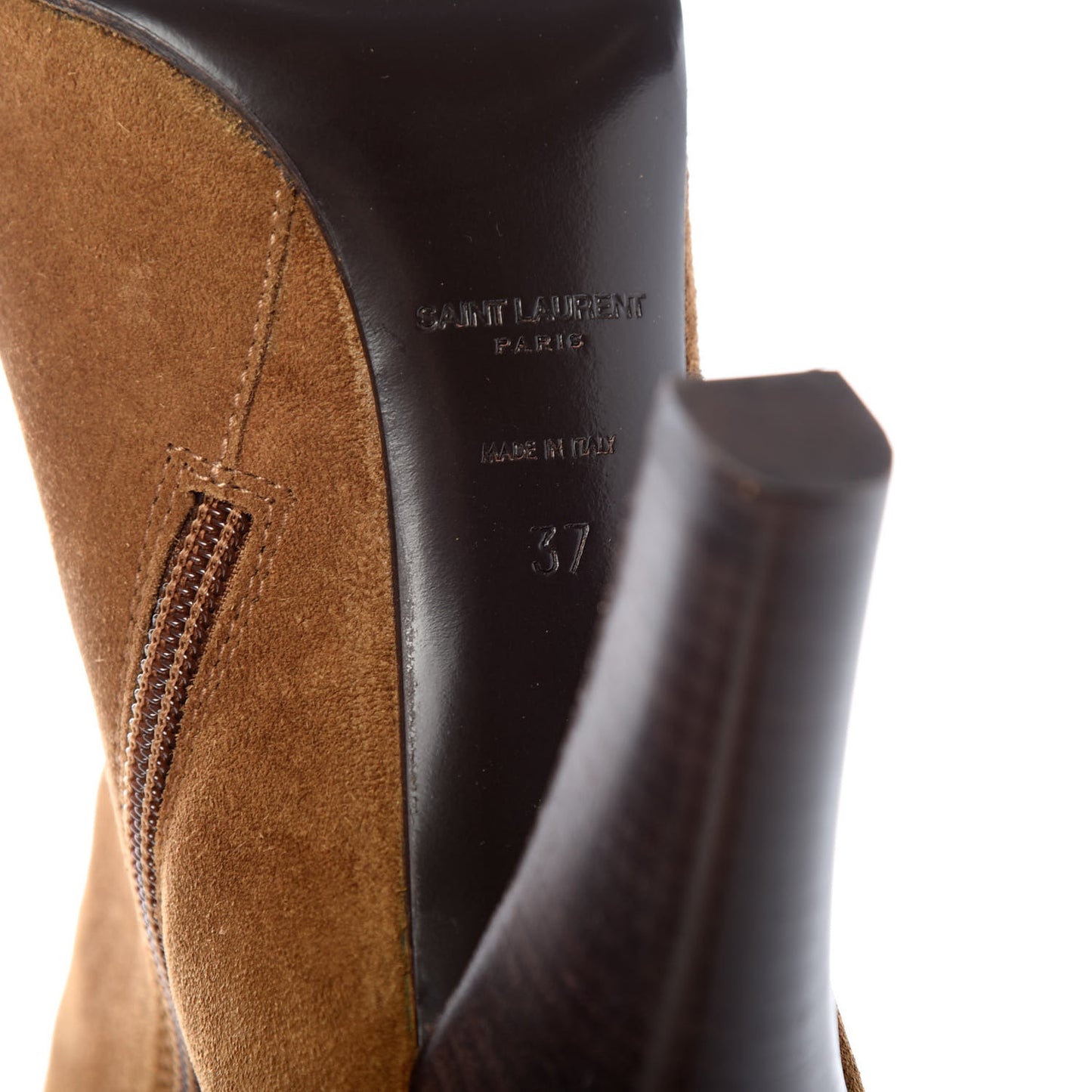 Suede Lily Knee High Fringed Boots 37 Cigar