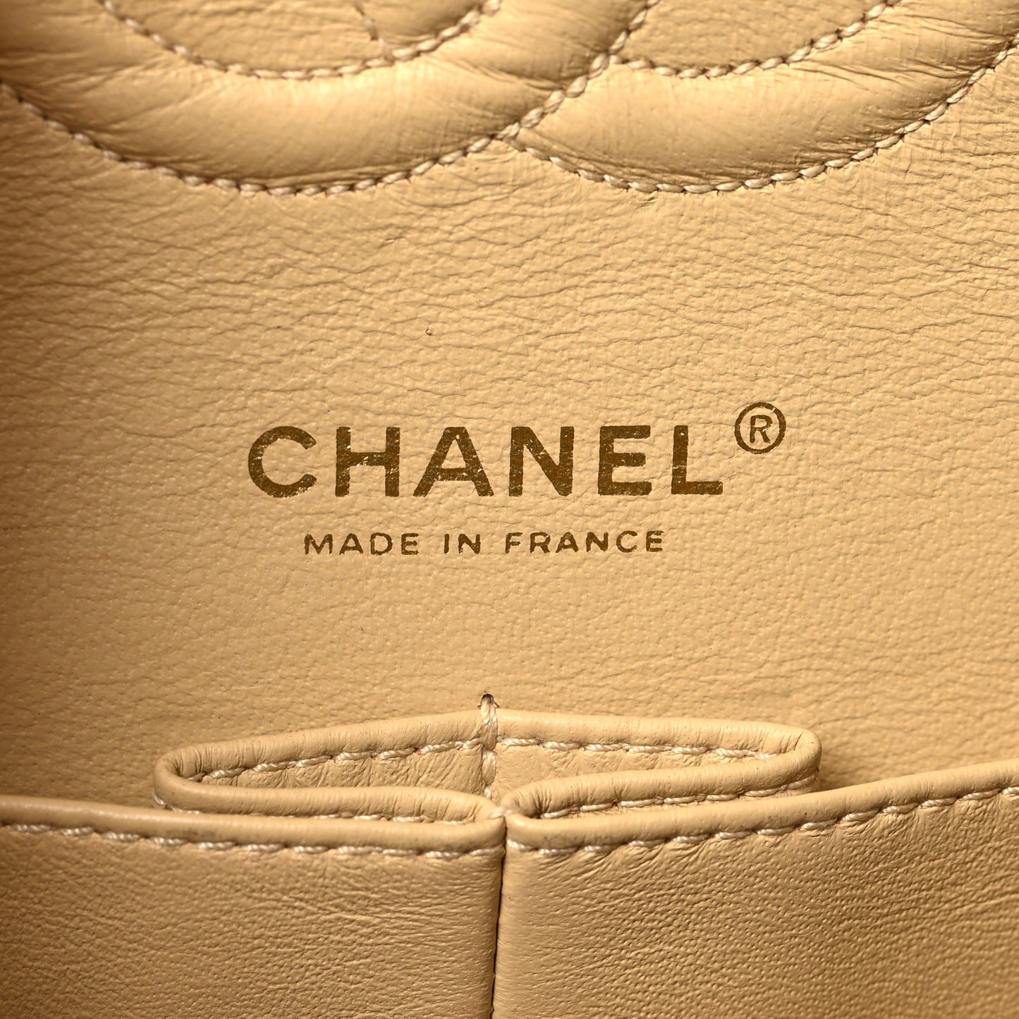 Caviar Quilted Medium Double Flap Beige