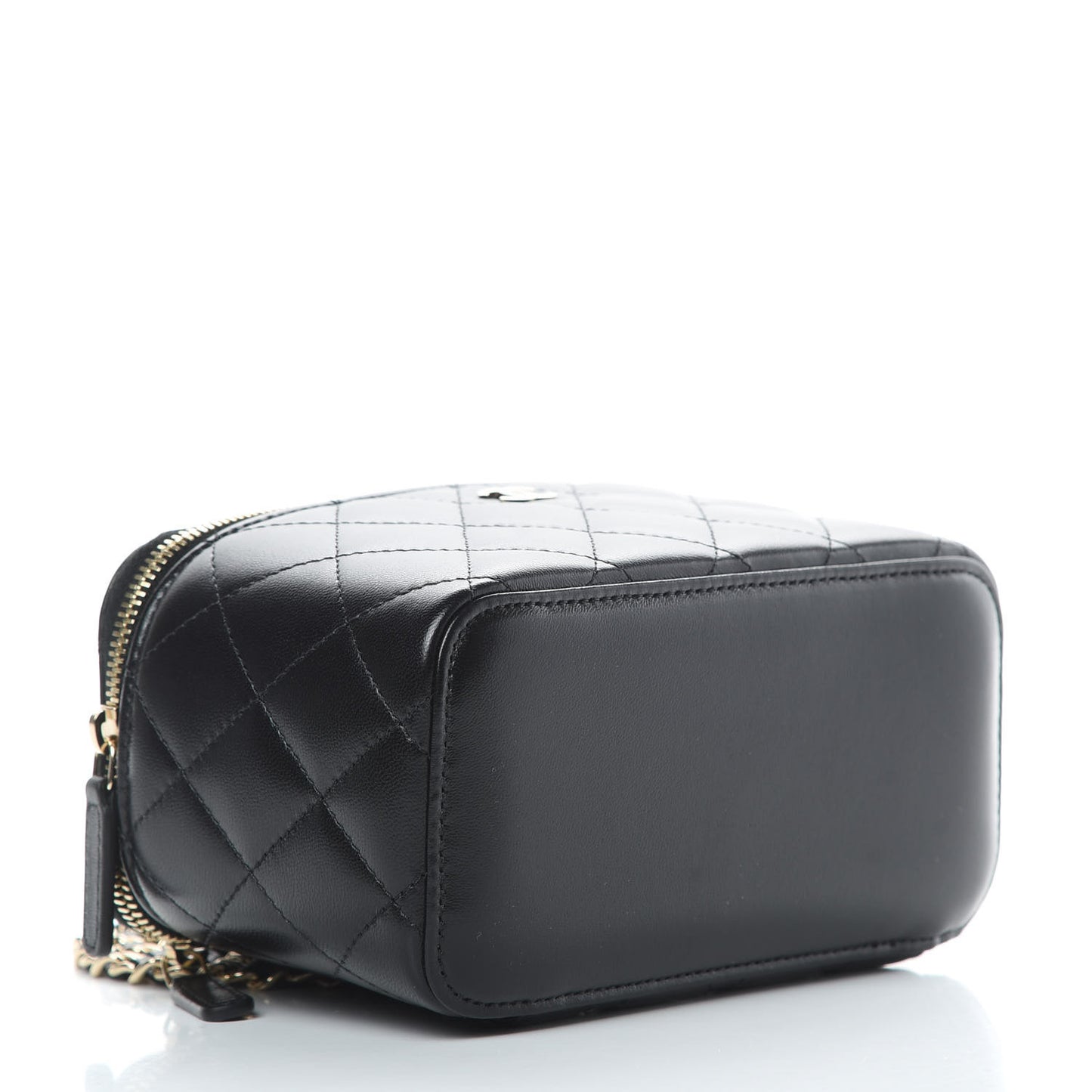 Lambskin Quilted Small Vanity Case With Chain Black
