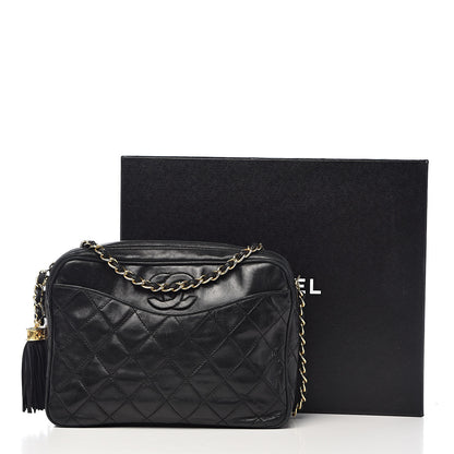 Chanel Lambskin Quilted CC Tassel Camera Case Black 16 of 16