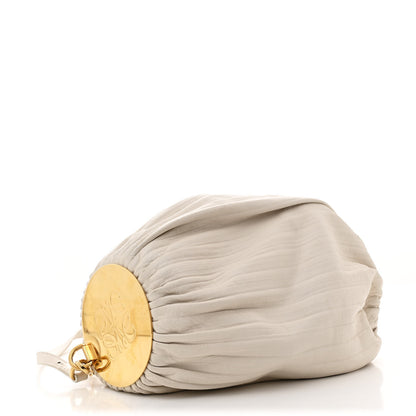 Loewe Lambskin Pleated Bracelet Pouch Shoulder Bag White 4 of 11
