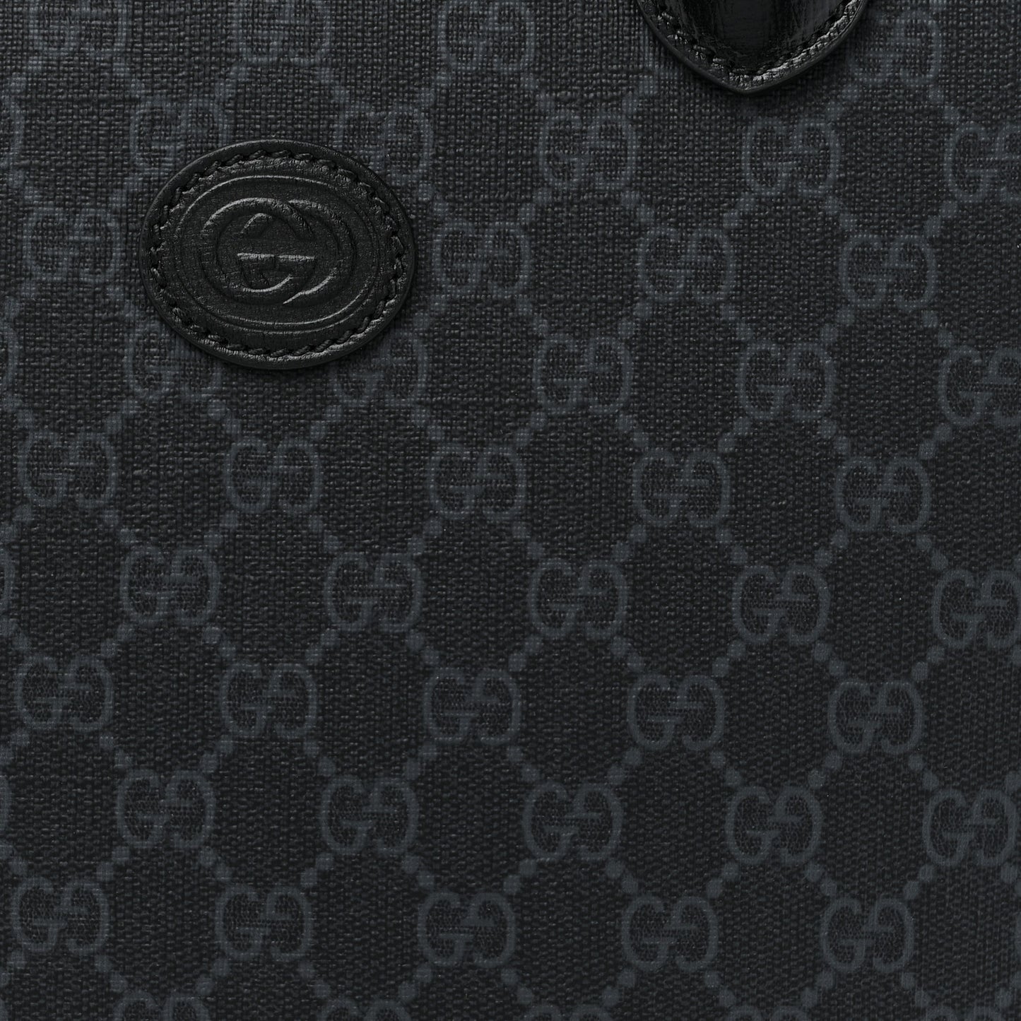 GG Supreme Monogram Azalea Calfskin Medium Retro Interlocking G Vertical Tote Bag Black
