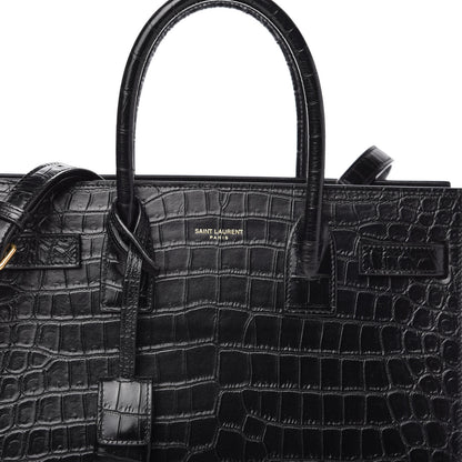 Saint Laurent Calfskin Crocodile Embossed Baby Sac De Jour Black 9 of 9