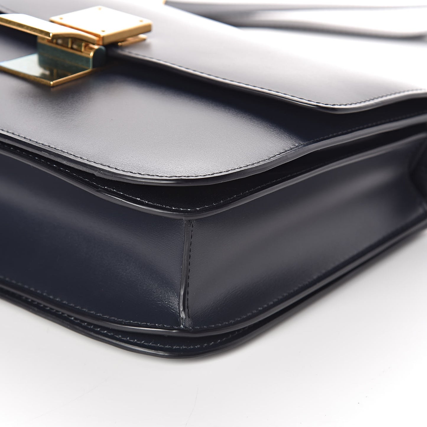 Box Calfskin Medium Classic Box Flap Bag Navy Blue