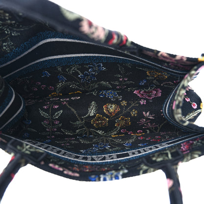 Christian Dior Raffia Embroidered Petites Fleurs Medium Book Tote Navy Blue Multicolor 5 of 10