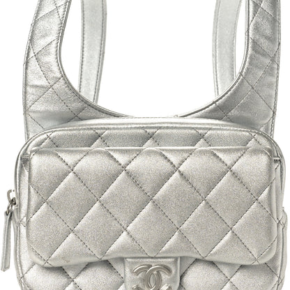 Chanel Metallic Lambskin Quilted Flap Backpack Silver 8 of 10