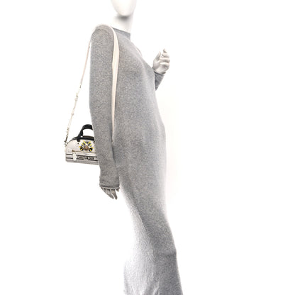 Christian Dior Calfskin Animal Print Micro Dior Vibe Zip Bowling Bag White Multicolor 2 of 12