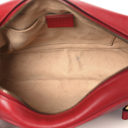 Gucci Calfskin Matelasse Small GG Marmont Chain Shoulder Bag Hibiscus Red 5 of 13